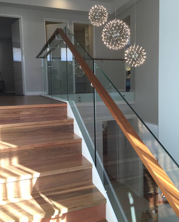 timber handrail stair glass balustrades